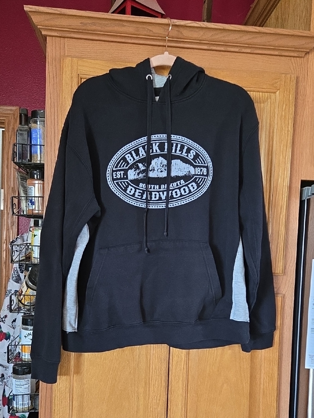Deadwood Black Hooded Pullover Sweatshirt with Grey Accents